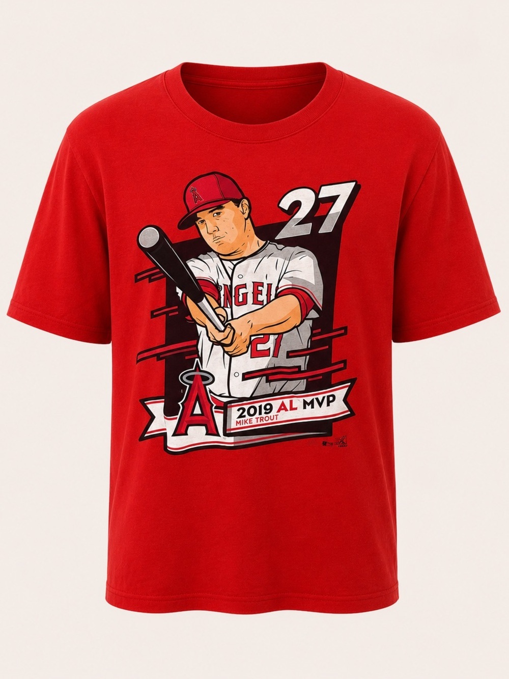 Mike Trout #27 2019 AL MVP Los Angeles Angels Majestic Men’s XL Red T-Shirt